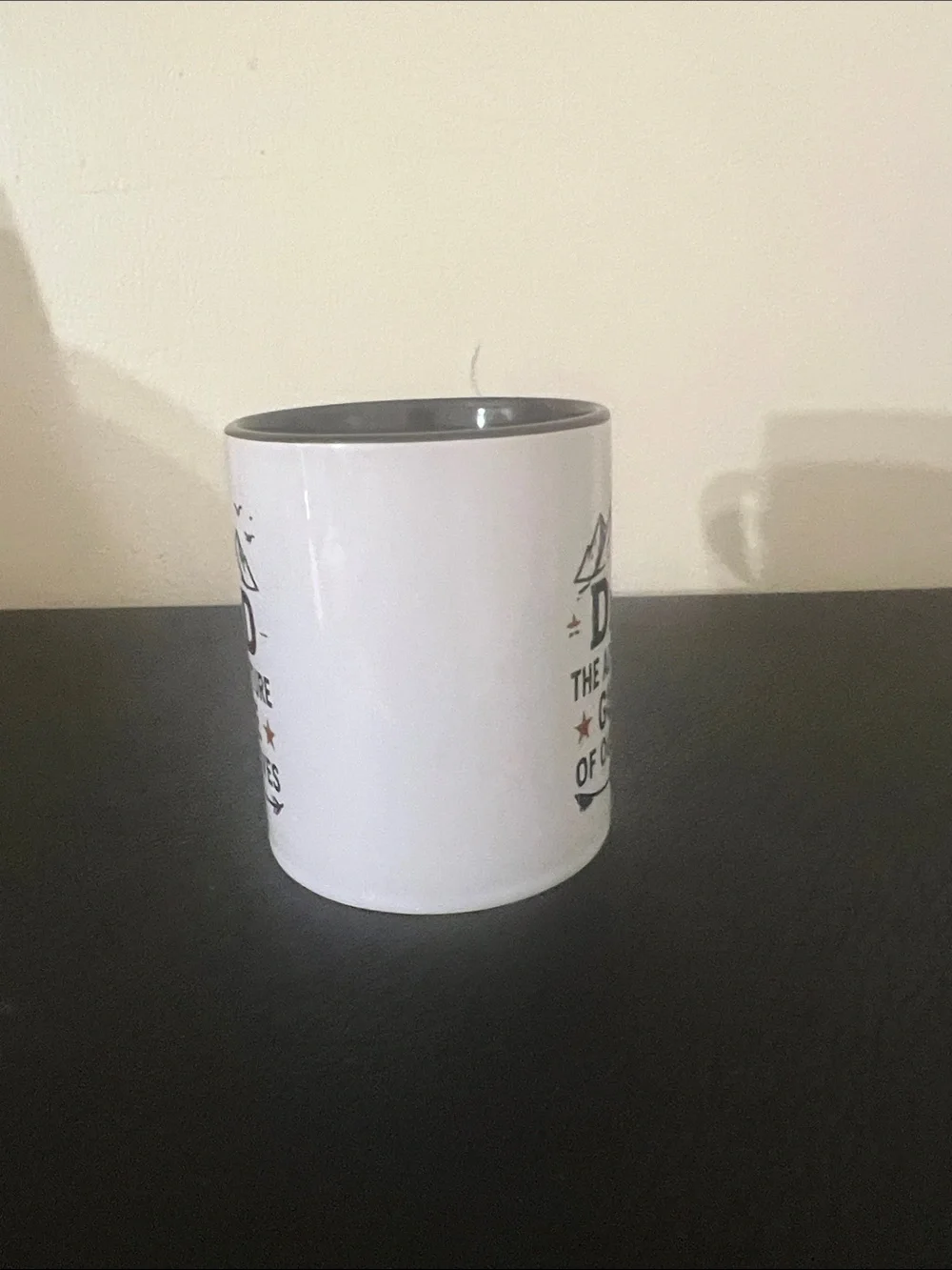 Dad The Adventure Guide of Our Lives White Ceramic Mug with Black Accents